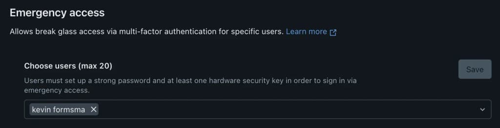 Emergency Access settings